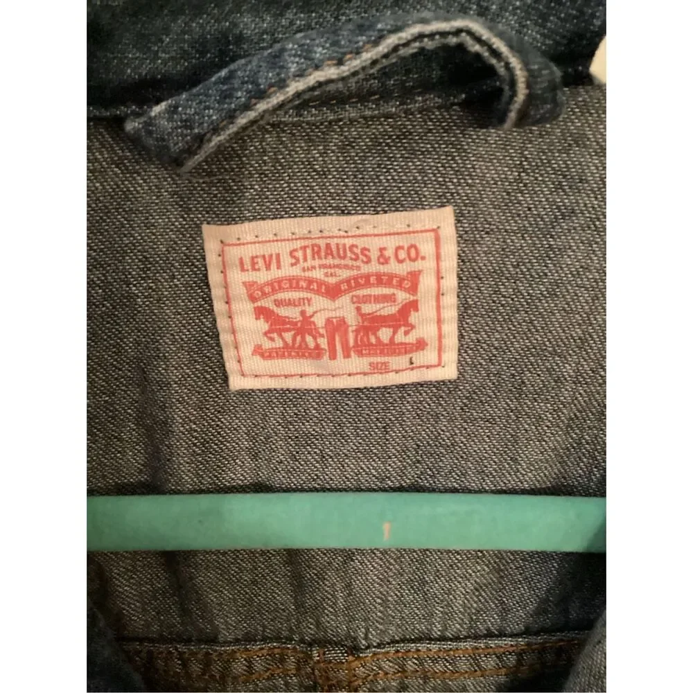 Levi’s Strauss Denim Jumpsuit Sz L Button Down Stretch - Picture 5 of 11